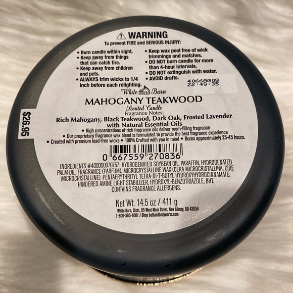 “MAHOGANY TEAKWOOD” by BBW / WB, 3-Wick Scented Candle, 14.5 oz / 411 g, NWT - Picture 6 of 9